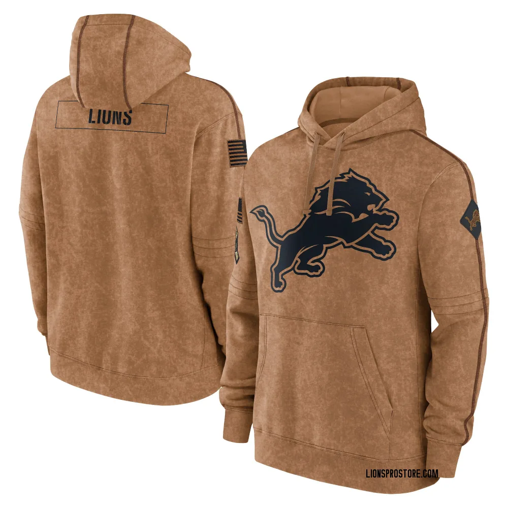 Adult Detroit Lions Brown 2023 Salute To Service Club Pullover Hoodie